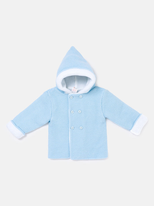Baby Knitted Coat with Hood - Azul Collection - Baby Blue