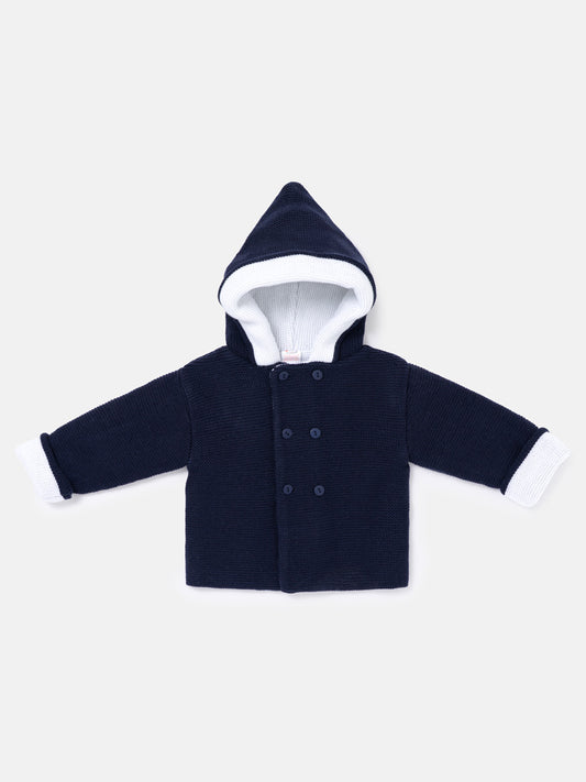 Baby Knitted Coat with Hood - Azul Collection - Dark Navy