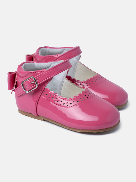 Baby Girl M&B Shoes with Back Bow - Fuchsia