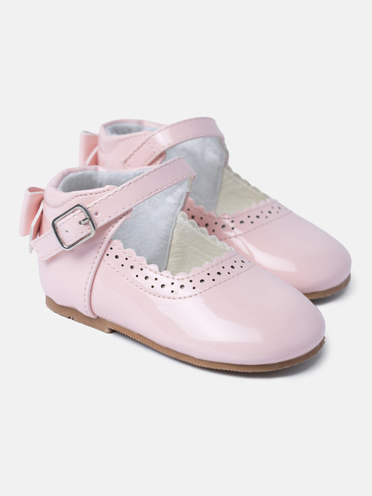 Baby Girl M&B Shoes with Back Bow - Baby Pink