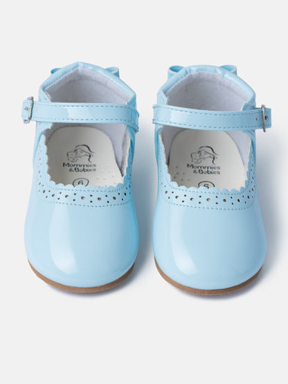 Baby Girl M&B Shoes with Back Bow - Baby Blue
