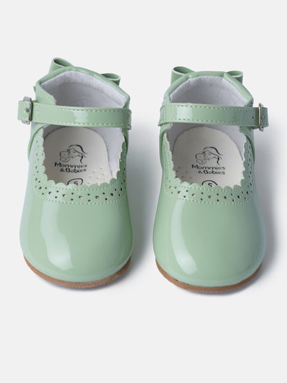 Baby Girl M&B Shoes with Back Bow - Mint Green
