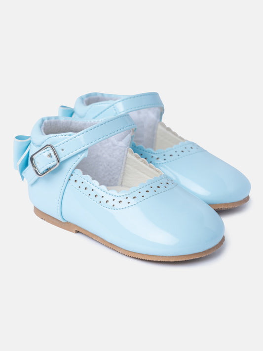 Baby Girl M&B Shoes with Back Bow - Baby Blue