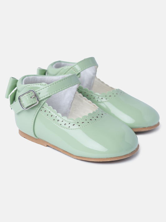 Baby Girl M&B Shoes with Back Bow - Mint Green