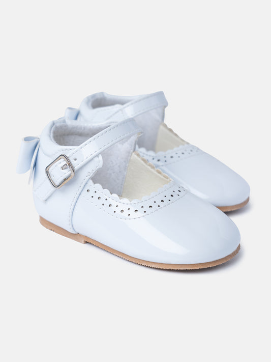 Baby Girl M&B Shoes with Back Bow - Bluebell White