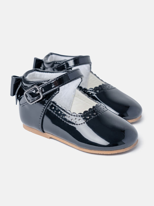 Baby Girl M&B Shoes with Back Bow - Black