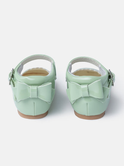 Baby Girl M&B Shoes with Back Bow - Mint Green