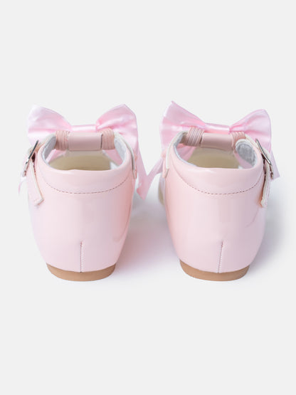 Baby Girl M&B Sandals with Detachable Satin Bow - Baby Pink