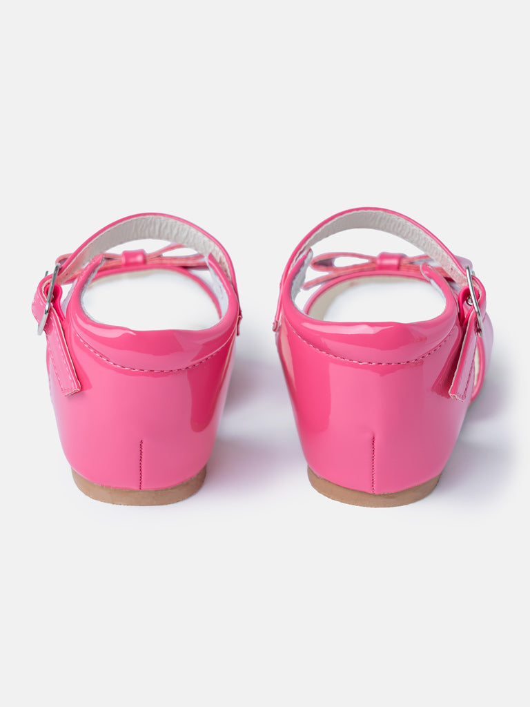 Baby Girl M&B Sandals with Solid Bow - Fuchsia
