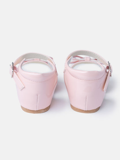 Baby Girl M&B Sandals with Solid Bow - Baby Pink
