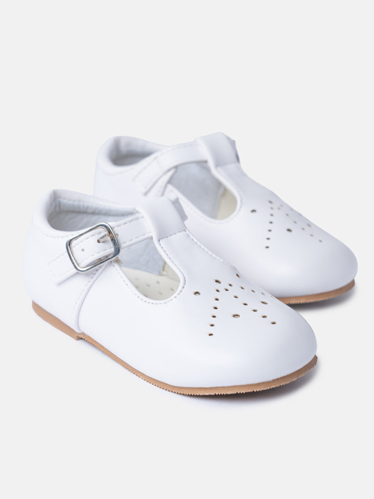 Baby Boy M&B Classic T-Bar Shoes - White