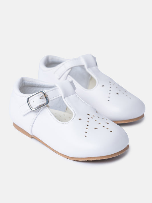 Baby Boy M&B Classic T-Bar Shoes - White