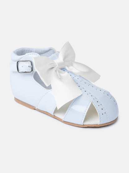 Baby Girl M&B Sandals with Detachable Satin Bow - Bluebell White