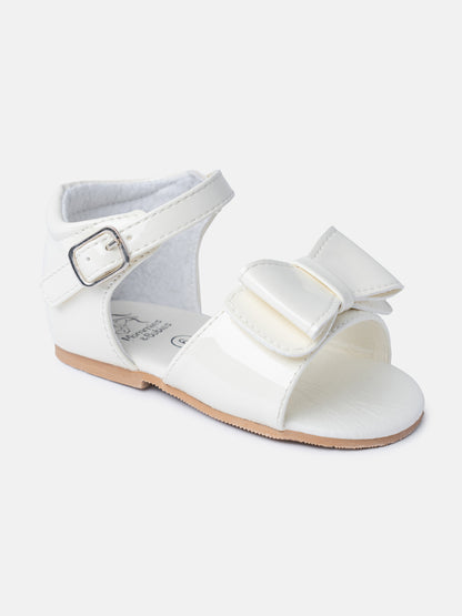 Baby Girl M&B Sandals with Solid Bow - Cream
