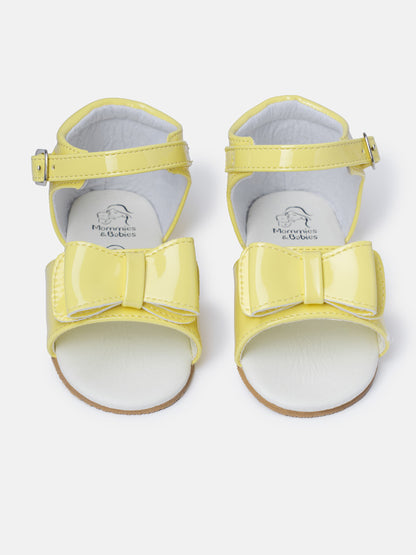 Baby Girl M&B Sandals with Solid Bow - Lemon Yellow