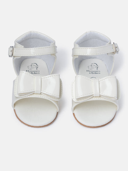 Baby Girl M&B Sandals with Solid Bow - Cream
