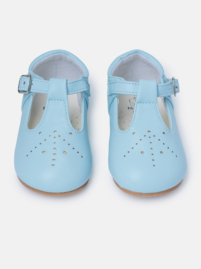 Baby Boy M&B Classic T-Bar Shoes - Baby Blue