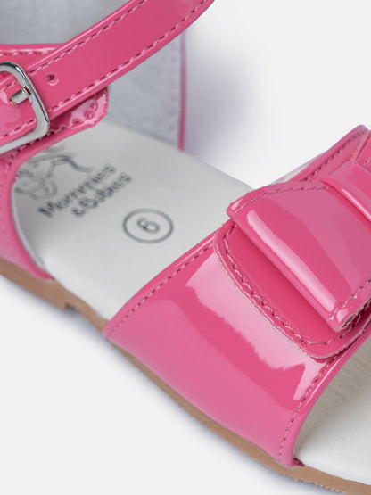 Baby Girl M&B Sandals with Solid Bow - Fuchsia