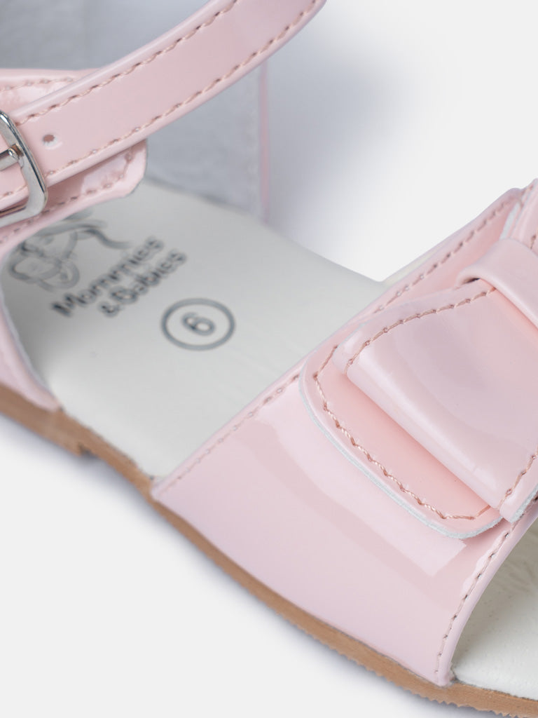 Baby Girl M&B Sandals with Solid Bow - Baby Pink