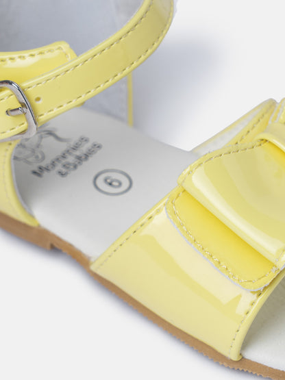 Baby Girl M&B Sandals with Solid Bow - Lemon Yellow