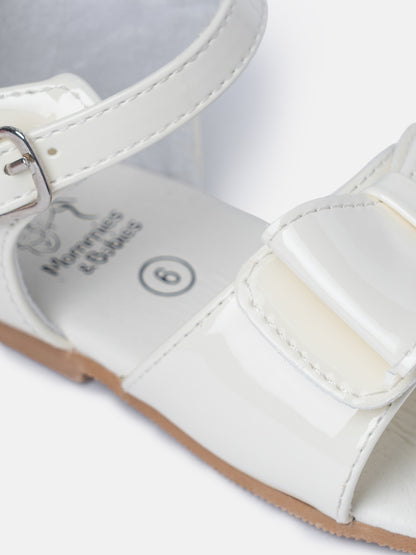 Baby Girl M&B Sandals with Solid Bow - Cream
