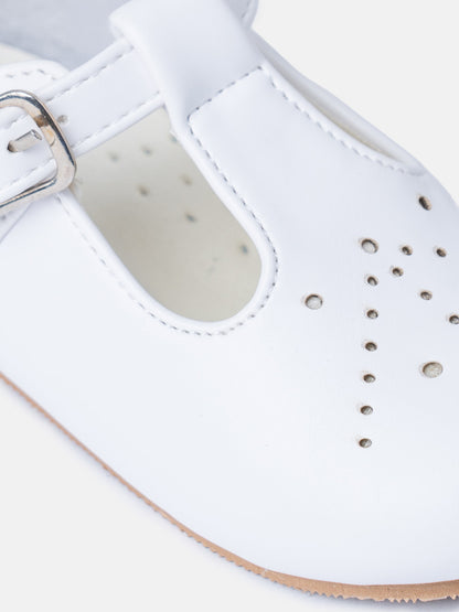 Baby Boy M&B Classic T-Bar Shoes - White