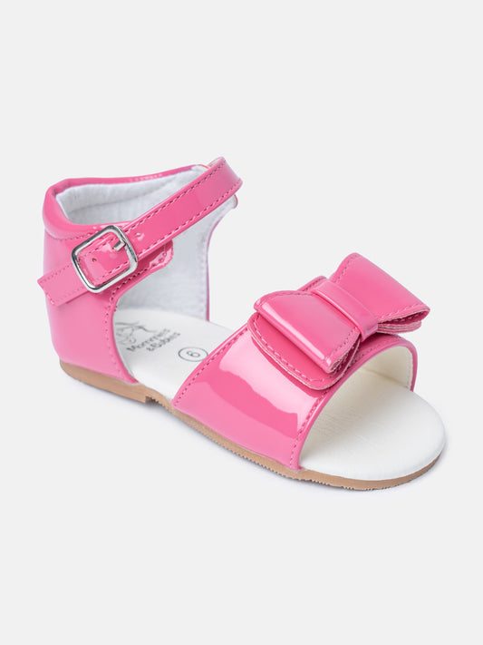 Baby Girl M&B Sandals with Solid Bow - Fuchsia