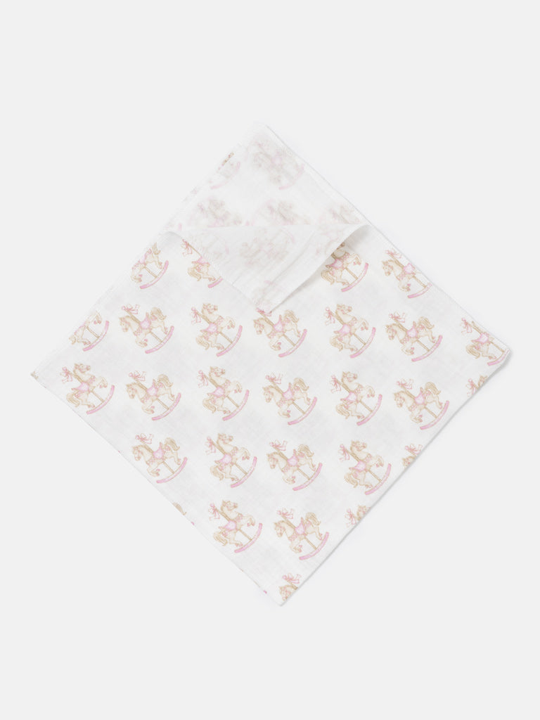 Baby Muslin Square Rocking Horse Collection - Baby Pink