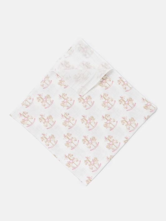 Baby Muslin Square Rocking Horse Collection - Baby Pink