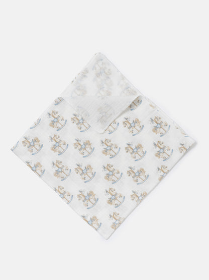 Baby Muslin Square Rocking Horse Collection - Baby Blue