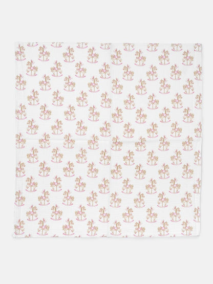 Baby Muslin Square Rocking Horse Collection - Baby Pink