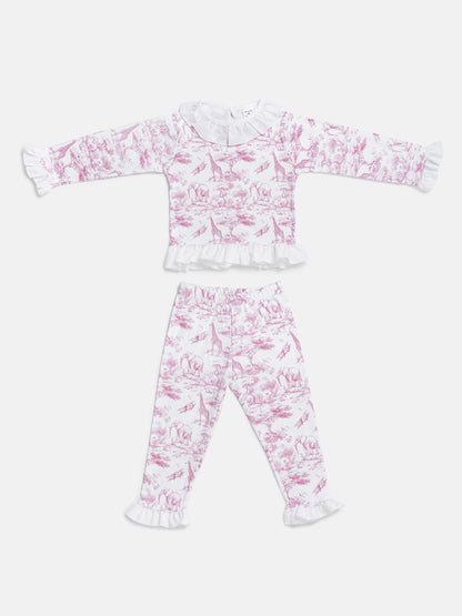 Girl Safari Collection 2-Piece Cotton Pyjama Set - Baby Pink