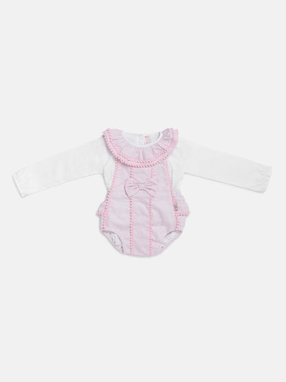 Baby Girl Dolores Collection 2-piece Spanish Romper Set - Baby Pink