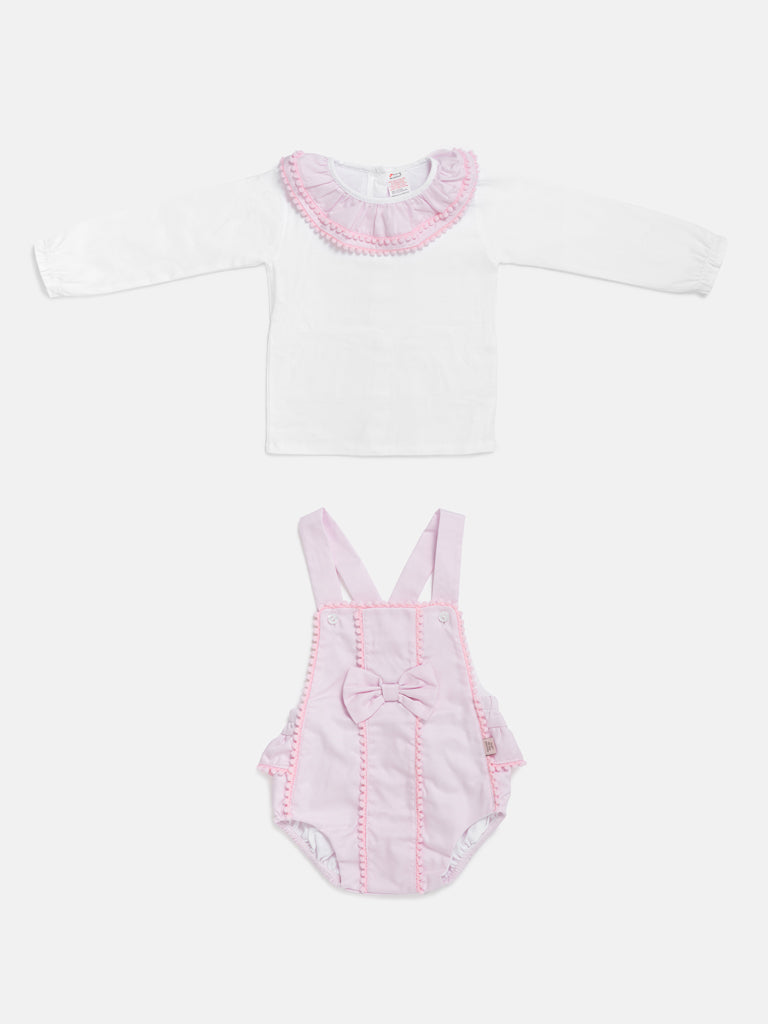 Baby Girl Dolores Collection 2-piece Spanish Romper Set - Baby Pink