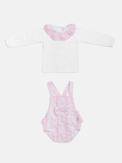 Baby Girl Dolores Collection 2-piece Spanish Romper Set - Baby Pink