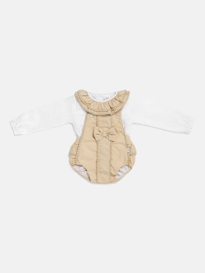 Baby Girl Dolores Collection 2-piece Spanish Romper Set - Beige