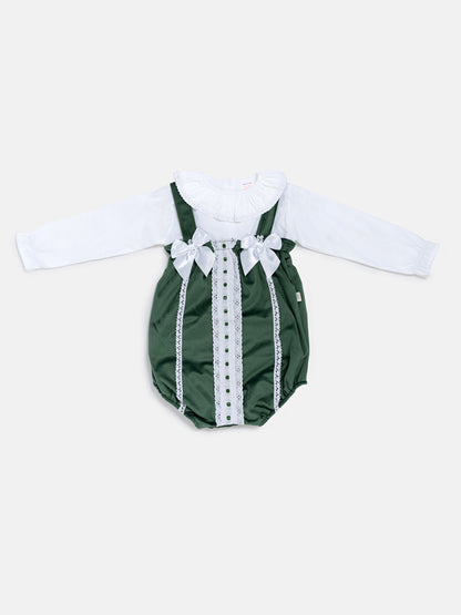 Baby Girl Miracle Collection 2-Piece Set Velvet Romper - Emerald Green
