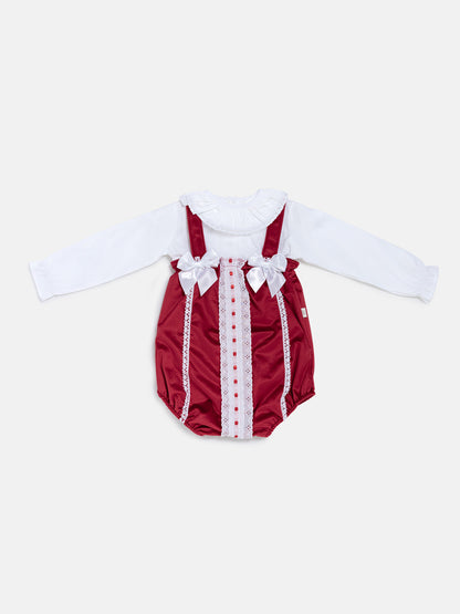 Baby Girl Miracle Collection 2-Piece Set Velvet Romper - Red