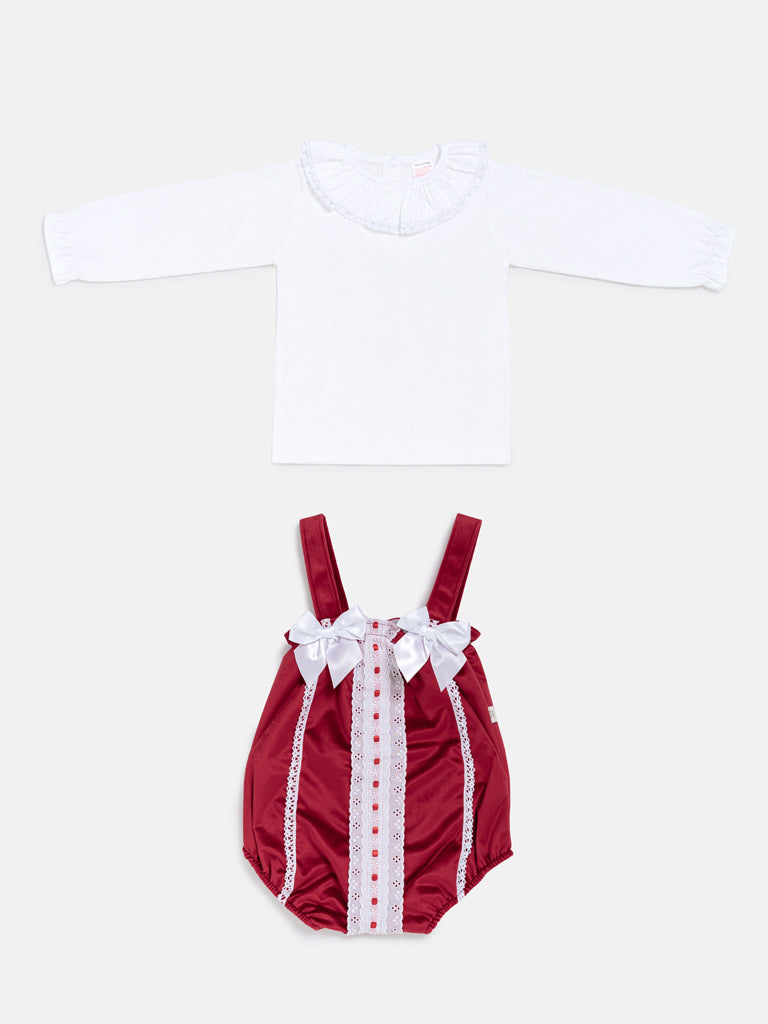 Baby Girl Miracle Collection 2-Piece Set Velvet Romper - Red