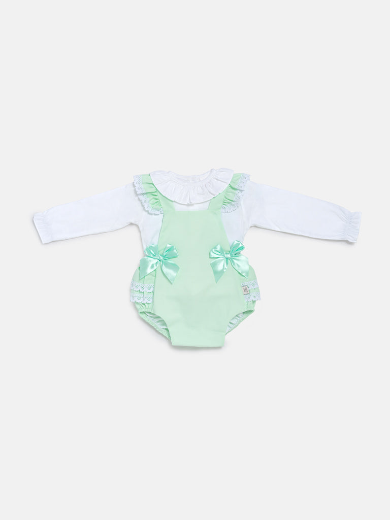 Baby Girl Mariola Collection 2-Piece Frilly Romper Set - Mint Green