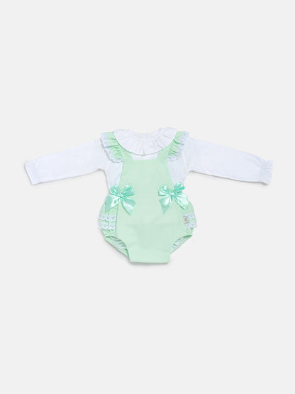 Baby Girl Mariola Collection 2-Piece Frilly Romper Set - Mint Green