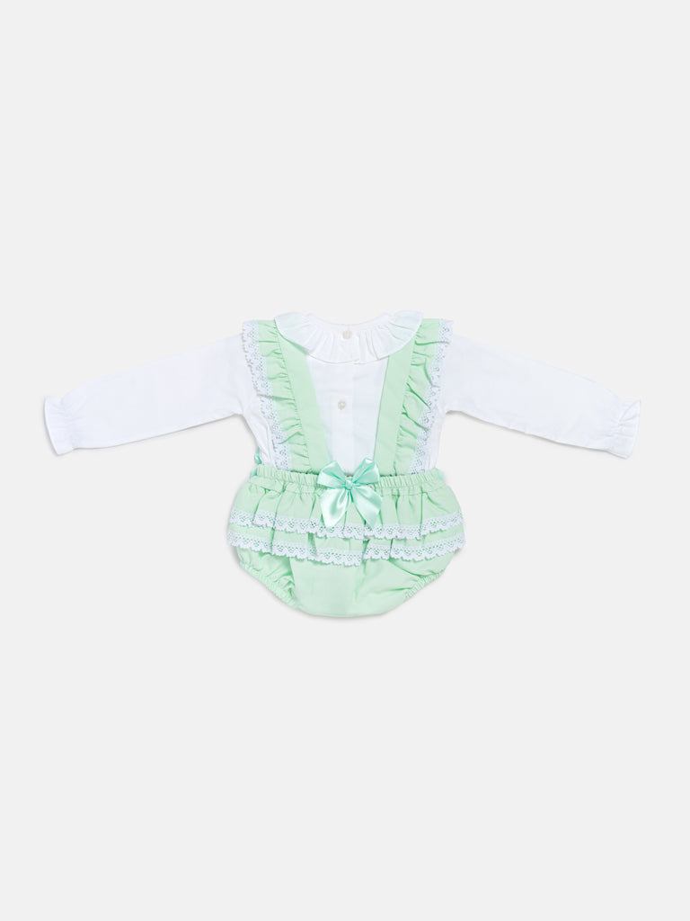 Baby Girl Mariola Collection 2-Piece Frilly Romper Set - Mint Green