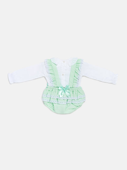 Baby Girl Mariola Collection 2-Piece Frilly Romper Set - Mint Green