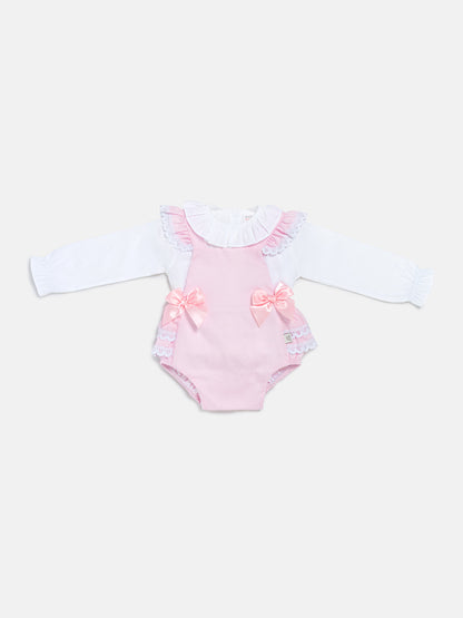 Baby Girl Mariola Collection 2-Piece Frilly Romper Set - Baby Pink