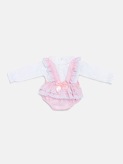 Baby Girl Mariola Collection 2-Piece Frilly Romper Set - Baby Pink
