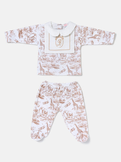 Baby Long-Sleeve 2-Piece Pyjama Set - Safari Collection - Beige