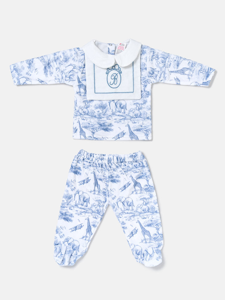 Baby Long-Sleeve 2-Piece Pyjama Set - Safari Collection - Baby Blue