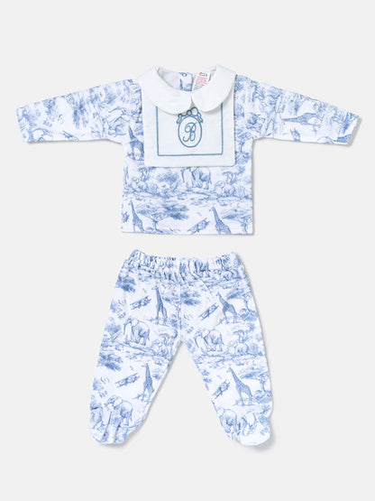 Baby Long-Sleeve 2-Piece Pyjama Set - Safari Collection - Baby Blue
