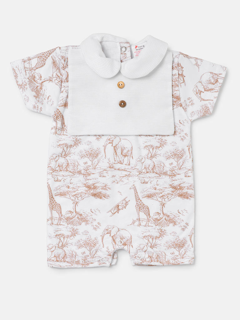 Baby Summer Pyjama with Buttons Safari Collection - Beige
