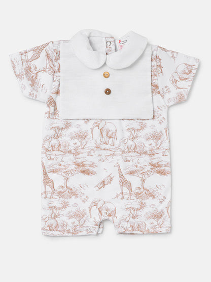 Baby Summer Pyjama with Buttons Safari Collection - Beige